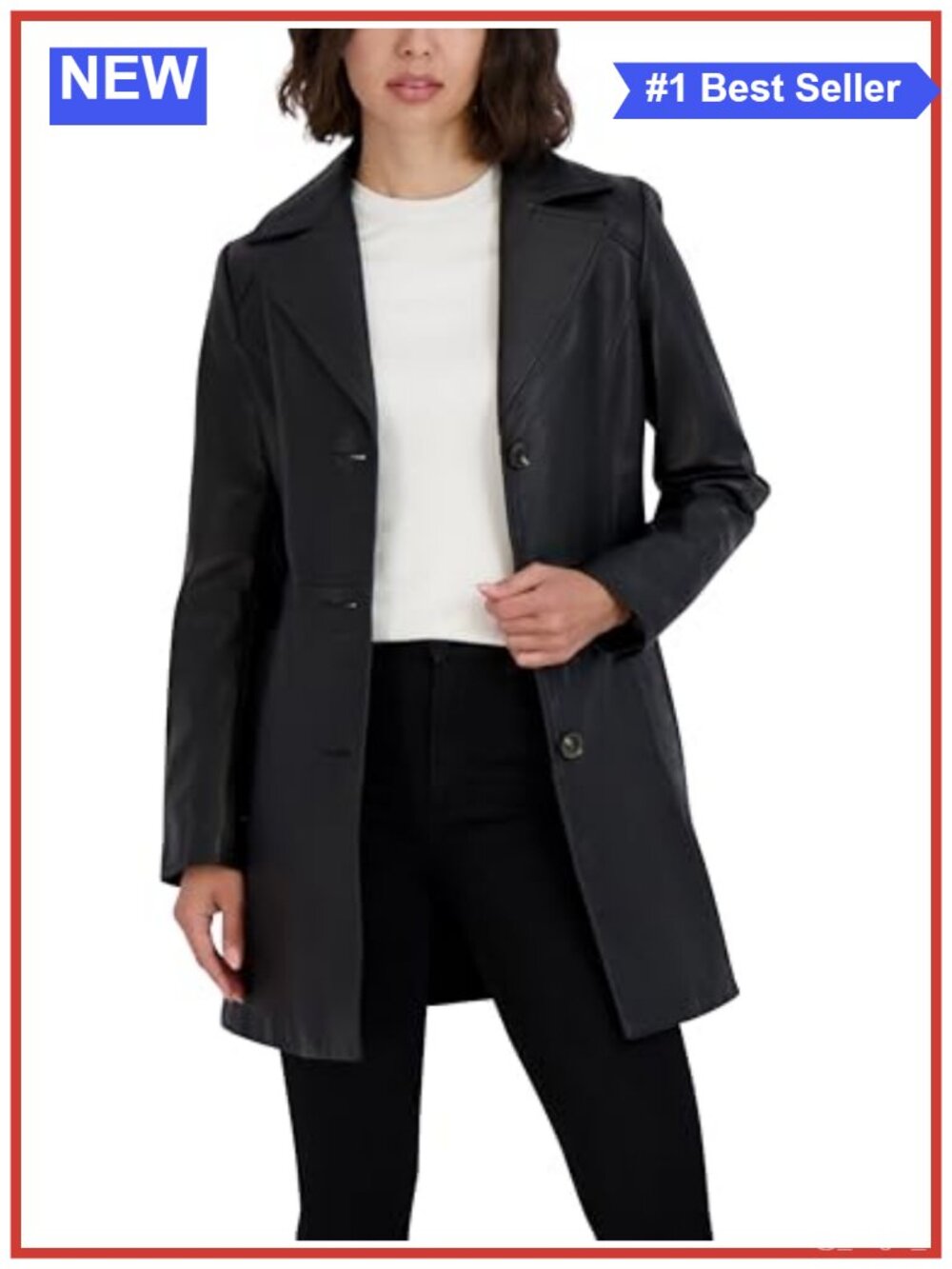 Tahari Nicole Lambskin Leather Trench Coat Notch Collar Tie Belt